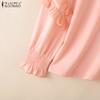 ZANZEA Women Casual Round Neck Loose Long Sleeve Blouse