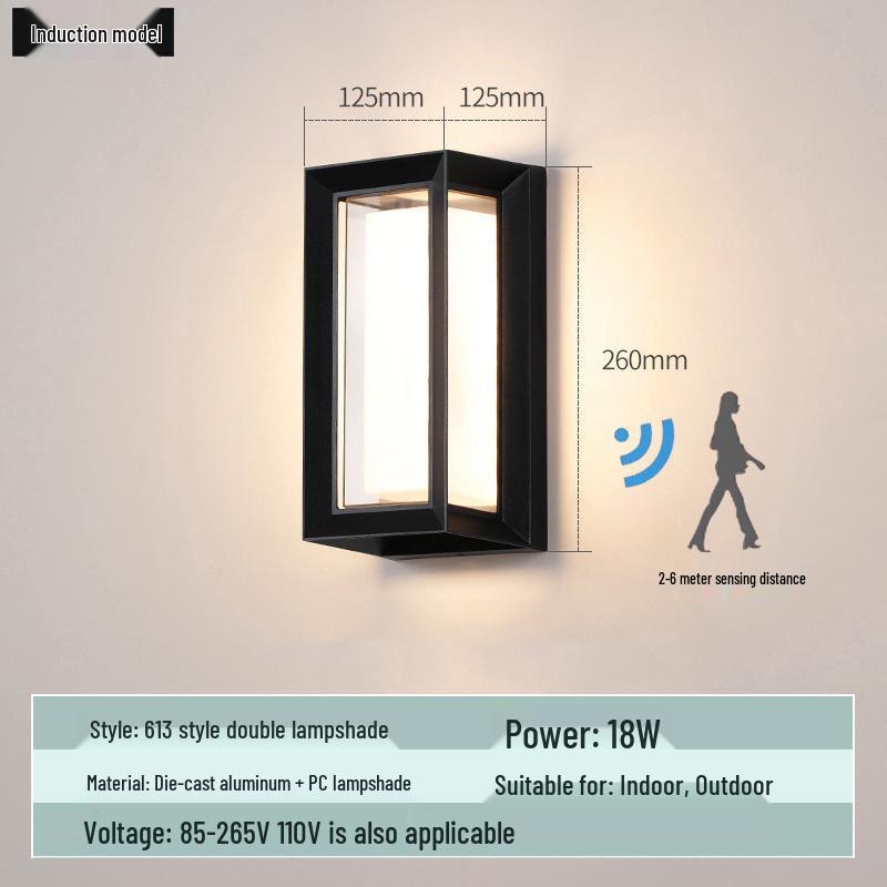 Lampă de Perete de Exterior în Formă de Lună, Rezistentă la Apă, cu Senzor Infraroșu, pentru Curte, Balcon și Prag