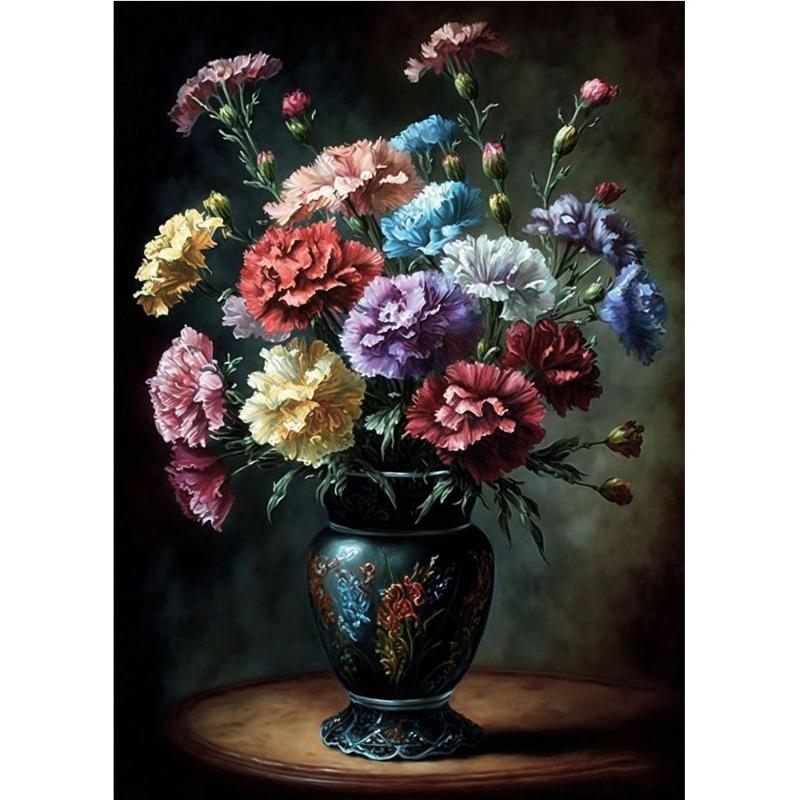 Scandinavian Bright Still Life with Flowers, Floral Art, Poster, Canvas, Painting, Abstract Vintage Wall Art for the Living Room