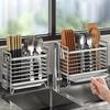 No-Drill Chopstick Holder Rack Stainless Steel Cutlery Rack  Kitchen Cutlery Organizer