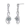 Sterling Silver Note-Shaped Pendant Earrings With Round Zircon Gems, Able Wedding Party Earrings, Jewelry Gift