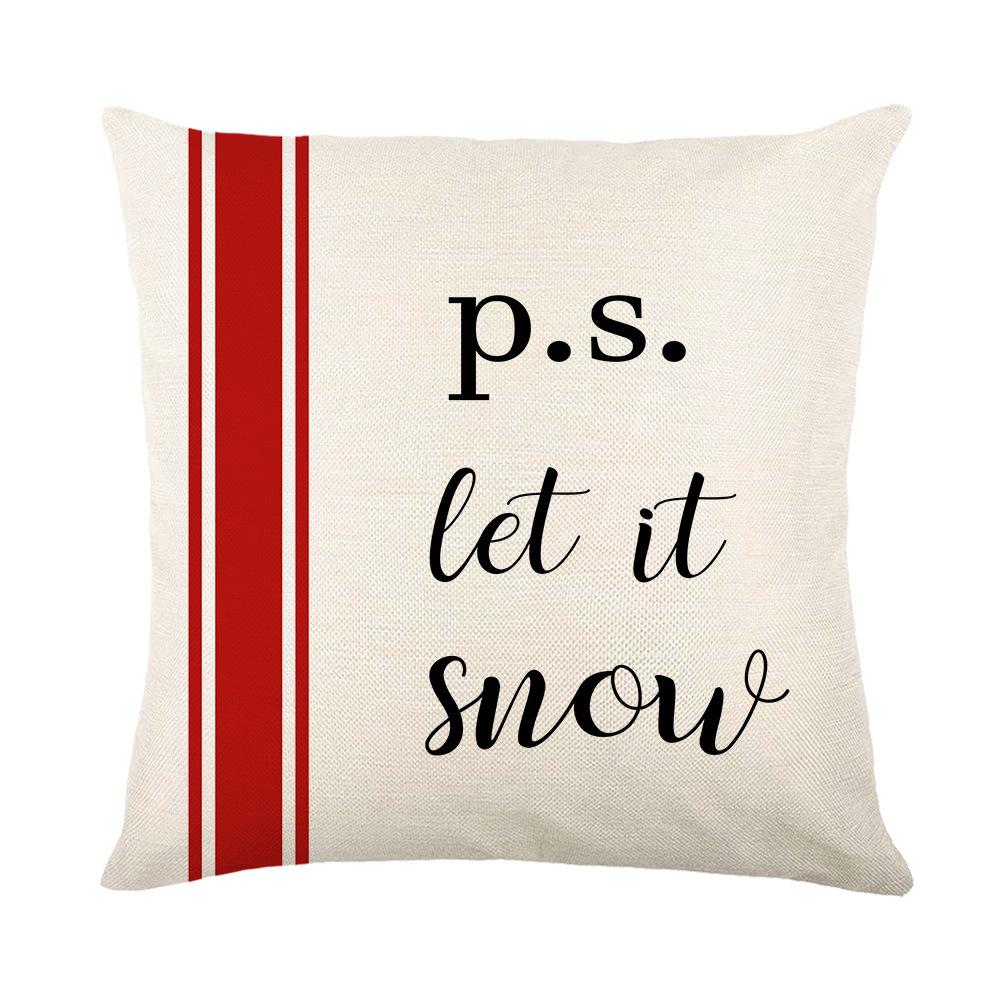 Christmas Pillow Case Home Decorative Pillow Sofa Linen Letter Print Living Room