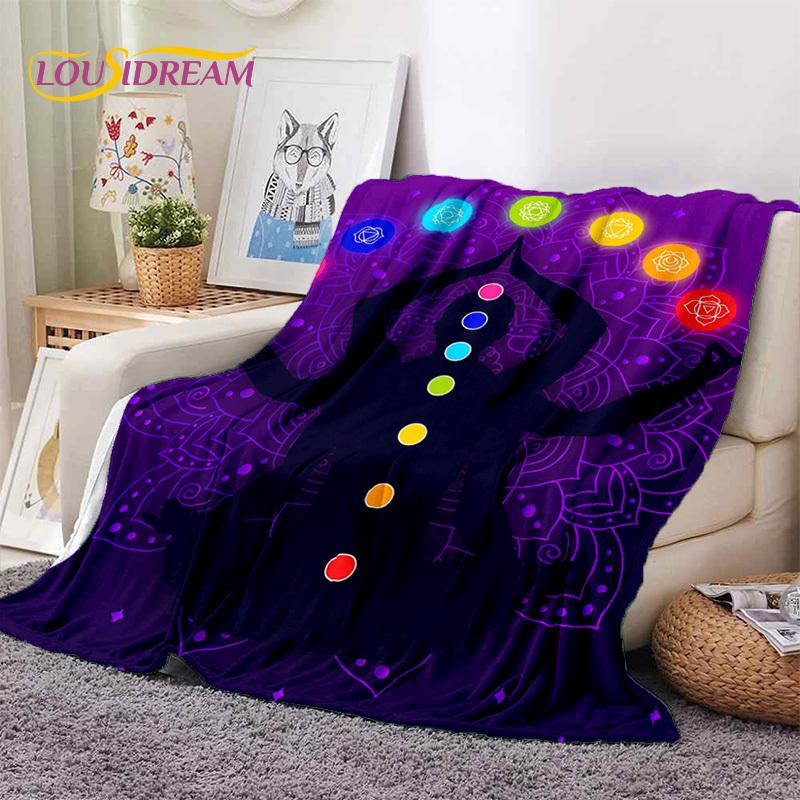 3D Yoga Meditation Rainbow 7 Chakra HD Soft Flannel Blankets,Throw Blanket Comfortable Blanket for Picnic Beds Home Bedroom Gift