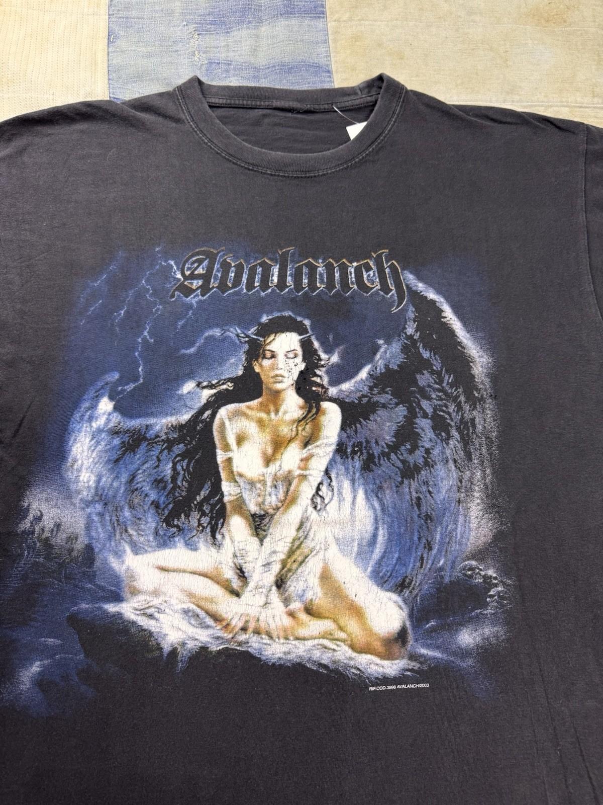 Vintage 2003 Avalanche Band T Shirt Gothic Angel Metal Rock Graphic Tee Black XL Unisex T-Shirt XXXXL