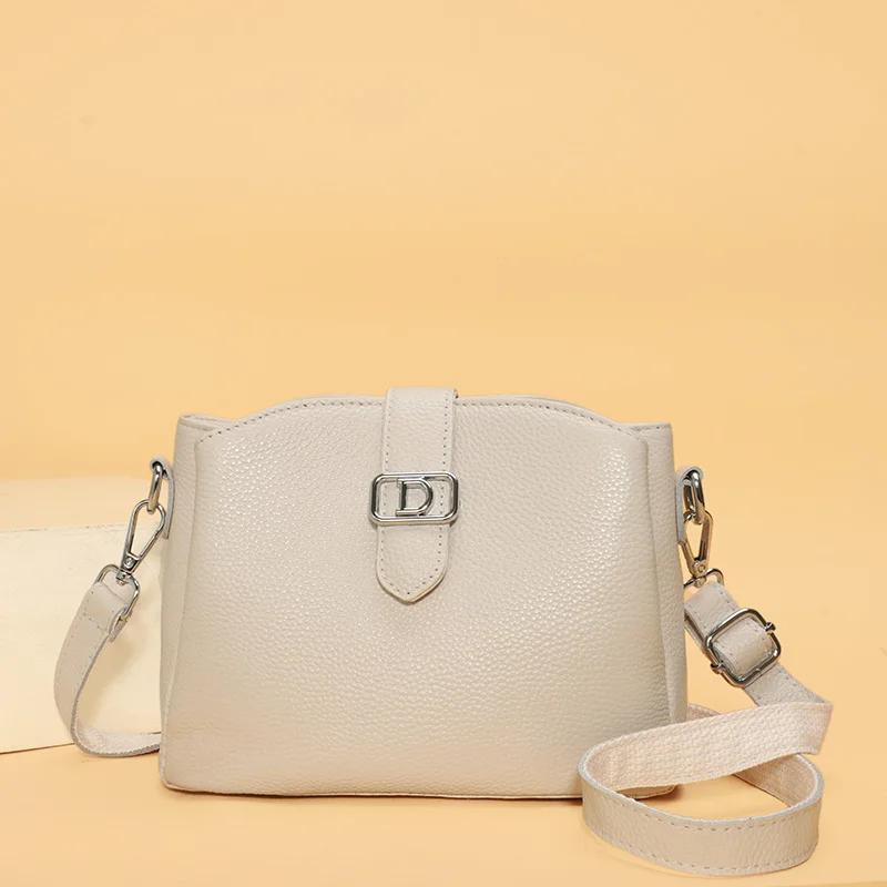 Brand Genuine Leather Handbag  Fashion Luxury Women Shoulder Crossbody Bag Designer Cow Leather Tote Female Messenger Sac