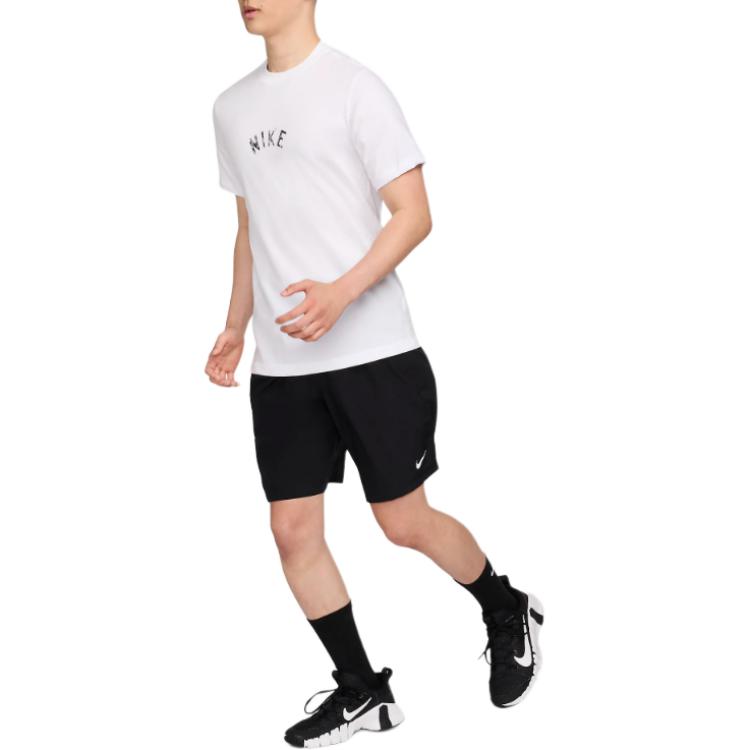 Nike Logo Print Round Neck Comfortable Breathable Short Sleeve T-Shirt Men Tops White HF5247-100
