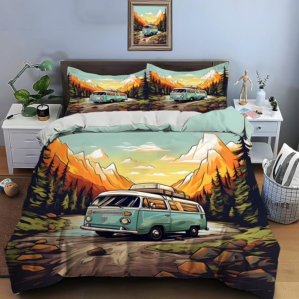 Outdoor camping enthusiasts Print Bedding Set Duvet Cover 1 Duvet Cover 2 Pillowcases Adult and Children Bedding Set Luxury Gift