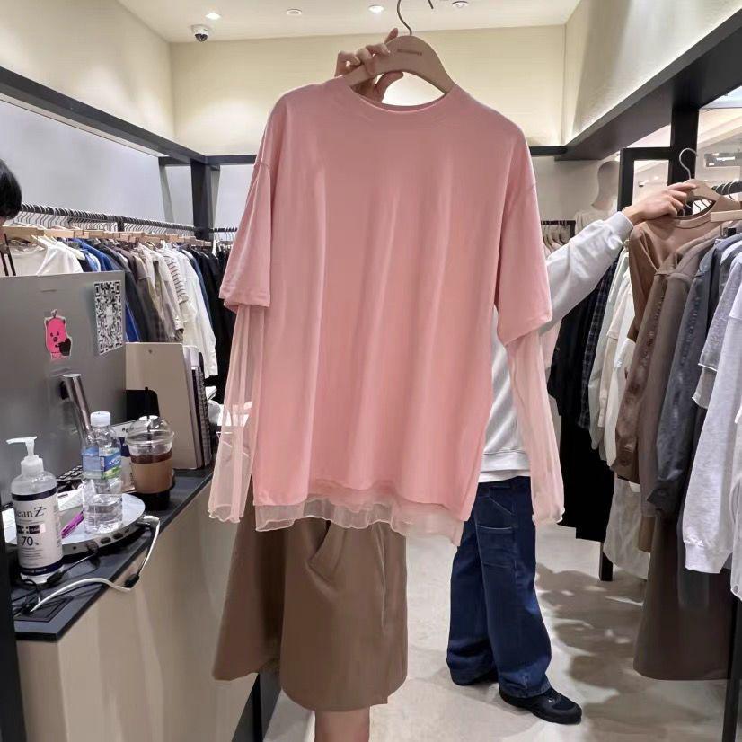 

Корейский топ с длинным рукавом, пэчворк из сетки, женский, Dongdaemun, весна/лето 2026 M (40-50 kg)