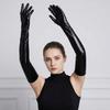 Hip Hop Long Gloves Skinny Etiquette Mittens Shiny Patent Leather Gloves  Stage Performance