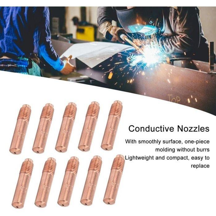 10 Pièces Buses de Soudage MIG 0.9mm Embouts de Contact de Soudage MIG Kit de Buses Conductrices en Cuivre pour Soudage Industriel