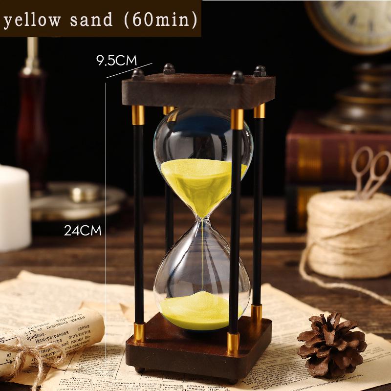Klasická dřevěná přesýpací hodina: 60min & 30min pro domácí nebo kancelářskou výzdobu, minimalistický styl