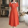 Women Casual Turn Down Collar Summer Short Sleeve Dress