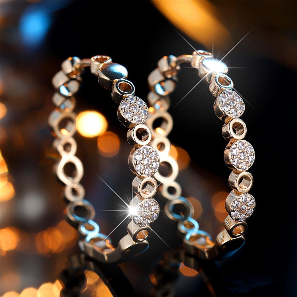 Шарм Женские Белый Циркон Серьги-кольца Модные Золотой Цвет Свадебные Для Женщин белый