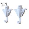 Minimalist White Hook 2Pcs 3D Printed Halloween Ghost Wall Hook, Decorative Hanger for Space Saving Organizer Hats Towels Keys, Creative Storage