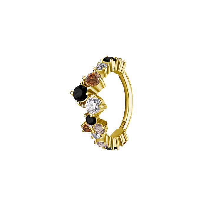 Clicker Hoop Earring With Colorful Zircons - Cocr Nf - Gold - K-066 1.2/8