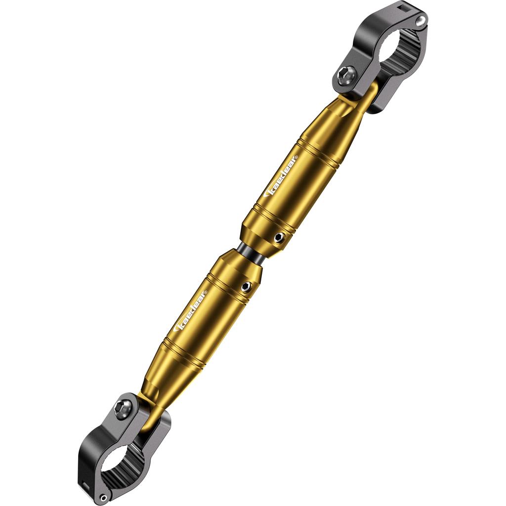 Kaedear Motorcycle Handlebar Standard Clamp Bar Length Brace, Adjustable, 22.2mm, Aluminum, Mount, 330-200mm, KDR-HB1 (Black/Gold)