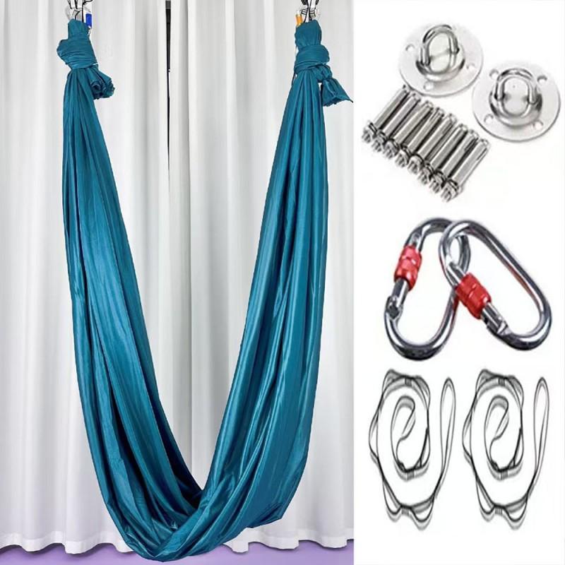 Aerial Yoga Hammock Set With Stretchy Fabric Home Gym Studio Practice Indoor Fitness Suspension Trainer