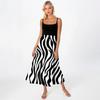 Women's Long Beach Casual Elegant Spaghetti Strap Maxi Dress Striped Low-key Flowing Bohemian Dress