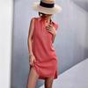 Summer Elegant Button Shirt Dresses Women Beach Sleeveless Casual Sundress Ladies Holiday Vacation Loose Party Gowns