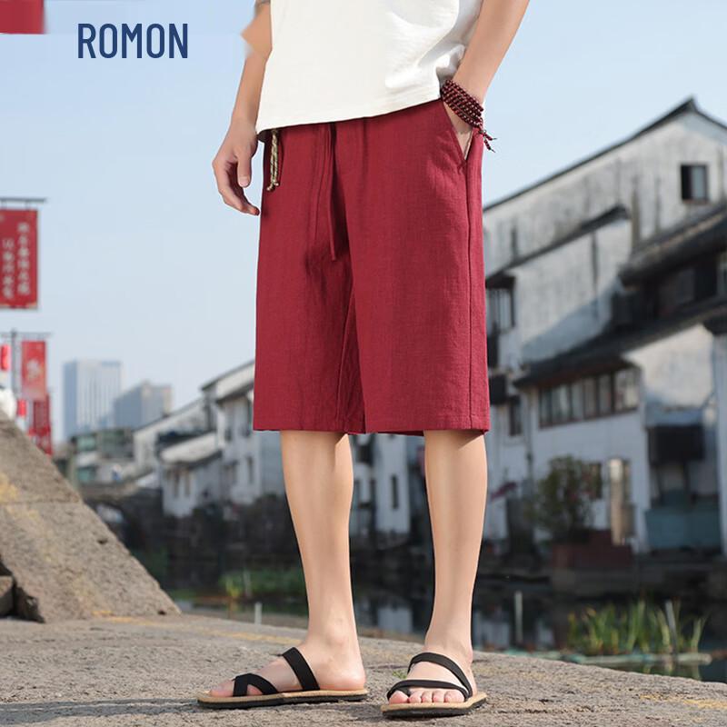 

ROMON Men s Casual Linen Blend Shorts 3XL