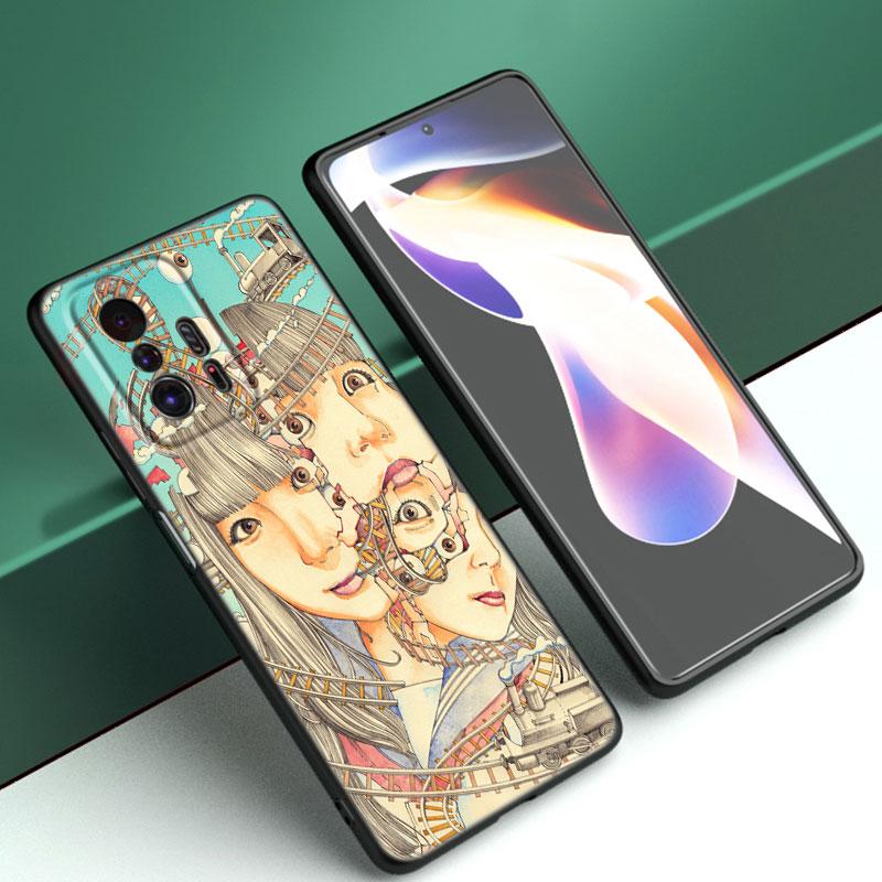 Shintaro Kago Horror Cartoon Phone Case For Xiaomi Mi A2 8 9 SE Note 10 10T 11 12 Lite 9T 11T 12S 12T Pro A3 6X 12X Black Cover