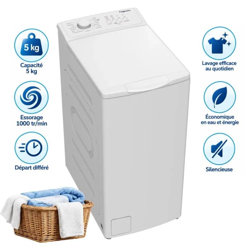 Frigeavia - Frllt510w - Blanc - Lave-linge Top 5 Kg - Essorage 1000 Tr/min - Classe D