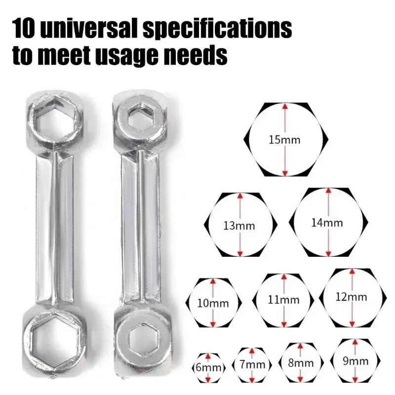 Metal Hexagonal Wrench 6~15mm Car Bicycle Hexagonal Screw Installation Disassembly Tool Multi Purpose Sleeve Bone Shaped Wrench
