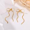 Gold Color Snake Chain Bowknot Earrings For Women Stainless Steel Drop Stud