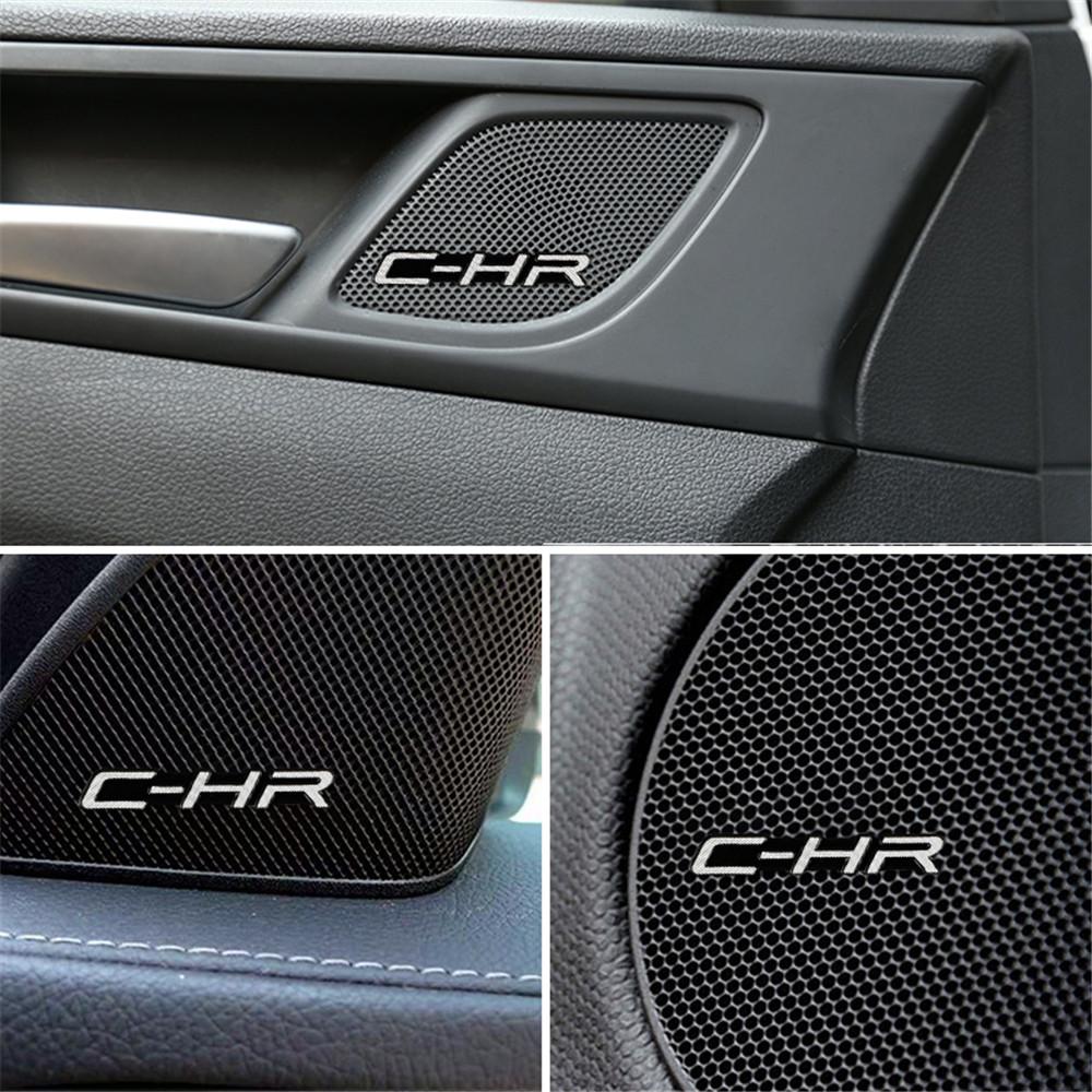 4/10pcs car audio decorate 3D Aluminum Badge Emblem Sticker Car Styling For Toyota CHR C-HR 2017 2018 Accessories