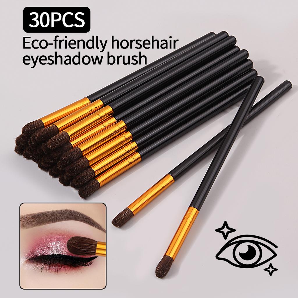30PCS Portable small horsehair eyeshadow brush set, soft bristle high-gloss brush, smudging brush, beginner makeup brush