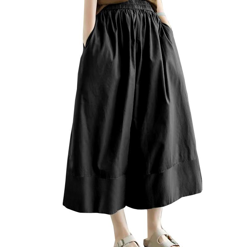 

ZANZEA Womens Summer Solid Color Loose Casual Wide Leg Cropped Pants S чорний