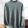 Men's Striped Cashmere Sweater - Round Neck, Long Sleeve, Fashionable Knitwear for Autumn/Winter