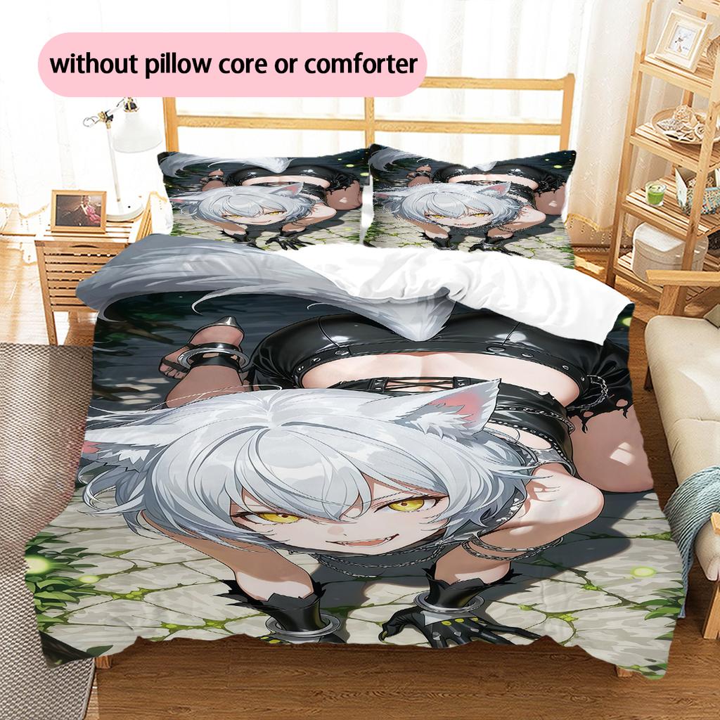 Anime Pattern Bedding Quilt Set Quilt Cover Pillowcase Home Decoration Birthday Gift (1 * Duvet Cover + 2 * Pillowcase, Without Core)