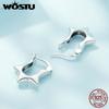 WOSTU 925 Sterling Silver Shine Star Ear Clips Earrings for Women Fine Jewelry