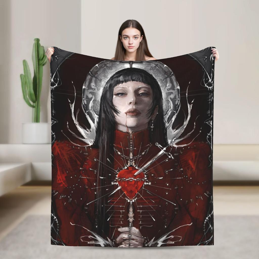 Lady Singer Rock Album Gagas Knitted Fashion Blankets Y2K Tour Flannel Throw Fashion Blanket Rug Piece Ultra-Soft Warm Bedspread Multifuncti