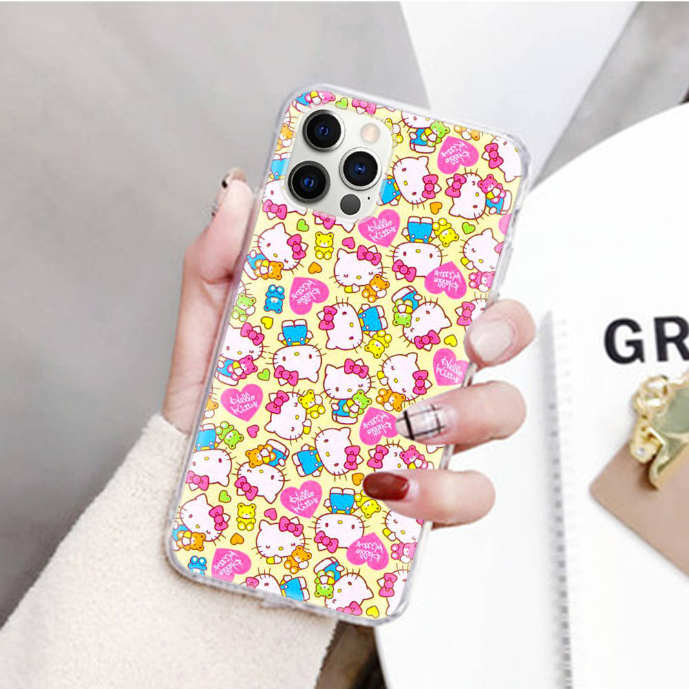 JZ19 Hello Kitty Transparent Case for Samsung A04 A14 A23 M33 M53 Realme 10 9 C35 C55 VIVO Y02 X80 Infinix Hot 30 Note 11 Tecno Spark 8P Pro