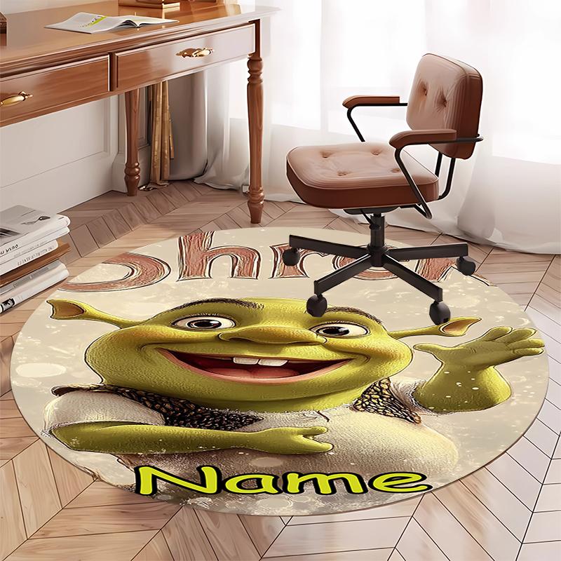 Custom Name Shrek Printed Round Rug Carpet Chair Rug Area Rug Entryway Doormats,for Office Chair Living Room Bedroom Kitchen Room.