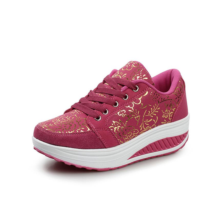 Fashion Women Platform Sneakers Spring Women Printing Wedges Lace-up Shoes Comfortable Casual Sports Shoes Zapatos Mujer WSH3294