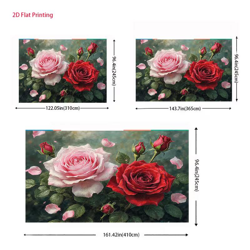 2D Large Pink Red Roses Backdrop Romantic Floral Wedding Photography Background