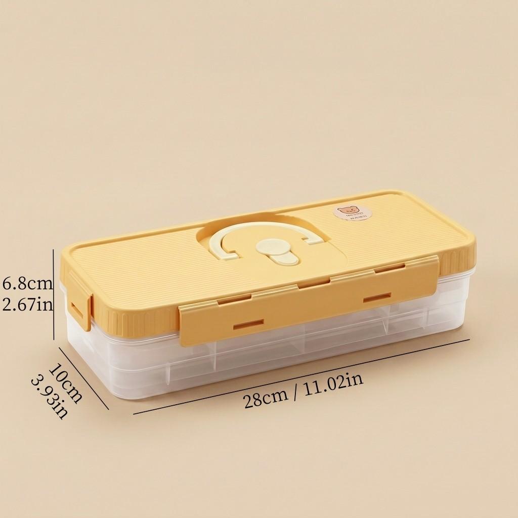 Egg Storage Box Refrigerator Organizer Stackable Plastic Food Containers With Lids Portable Handle Space Saving Kitchen Holder