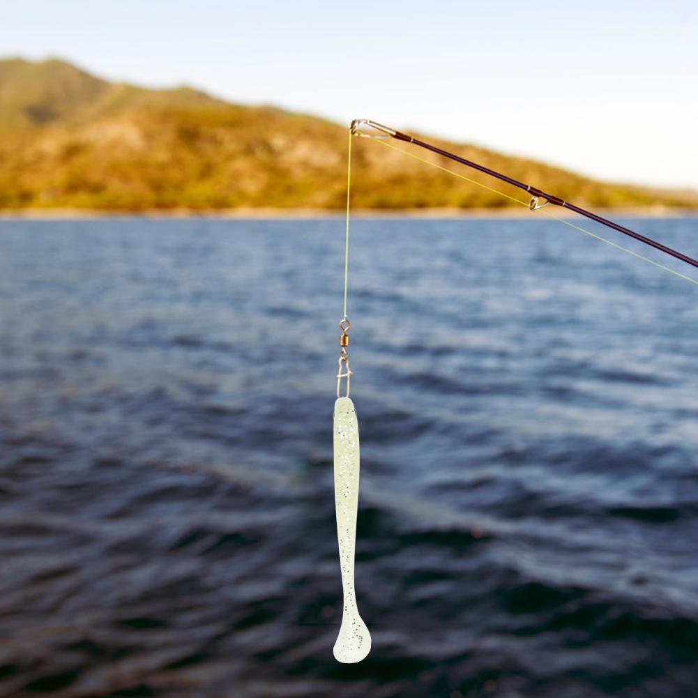AR41 10PCS 75mm T Tail Soft Worm Artificial Bait Lures Fishing Tackle AccessoriesSilver