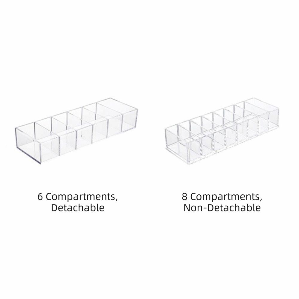 Transparent Makeup Display Stand 6/8-Slot Design Clear Cosmetics Storage Organizer Compartment Compact Storage Makeup Holder