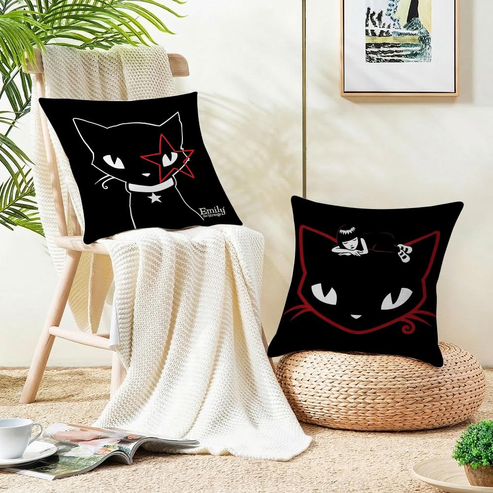 Emily the Cool StrangS Cushion Cover Breathable and skinfriendly linen pillowcase square removable and washable cushion