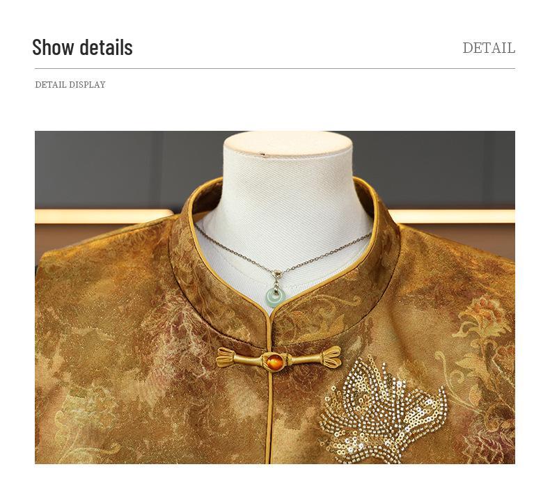 Spring Elegant Chinese-Style Velvet Three-Piece Suit for Middle-Aged and Elderly Women