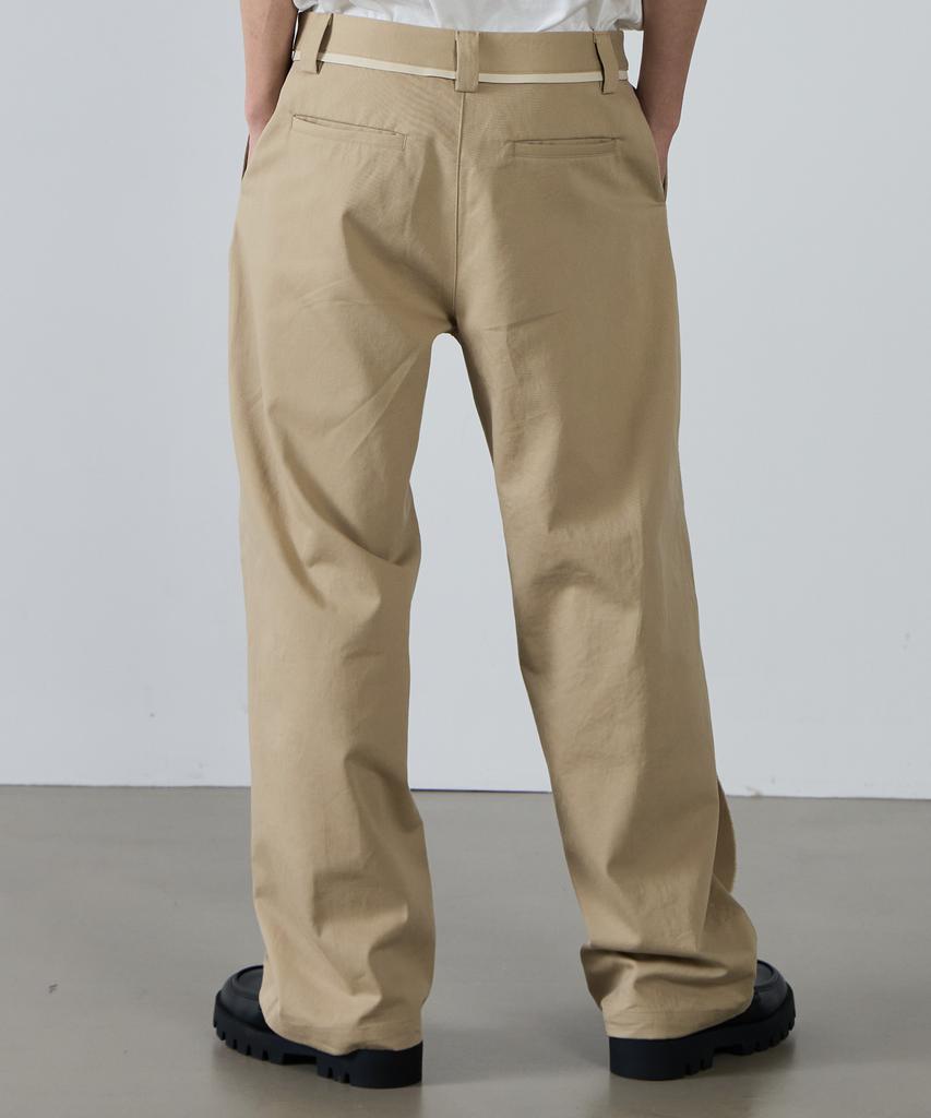 SSIN AND LEE Unfinished Wide Cotton Pants Beige