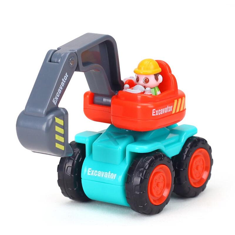 6 Stück/Set Kinderspielzeug Reibungsantrieb Schieben und Spielen Fahrzeuge Ingenieurteam LKW Betonmischer Planierraupe Früherziehendes Kinderspielzeug