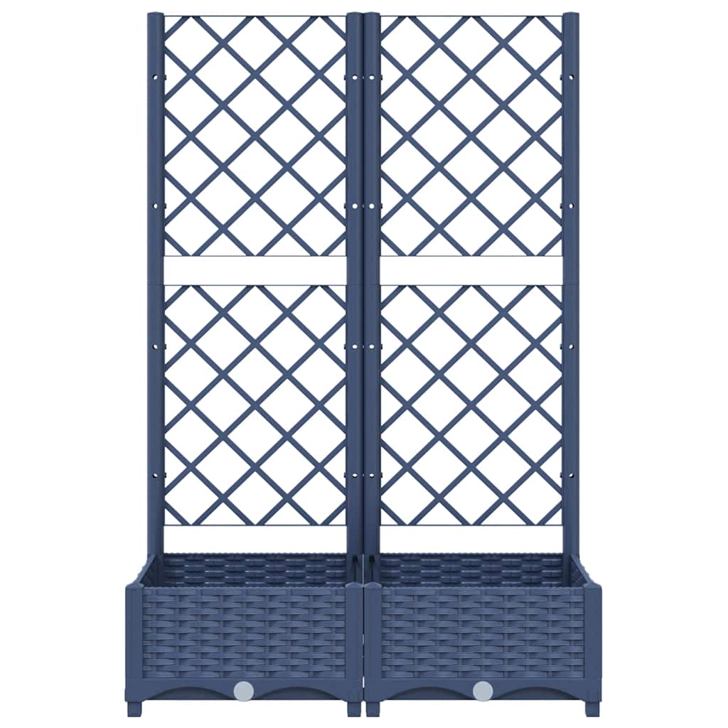 Garden Planter with Trellis Blue Gray 80 X 40 X 121.5 Cm PP
