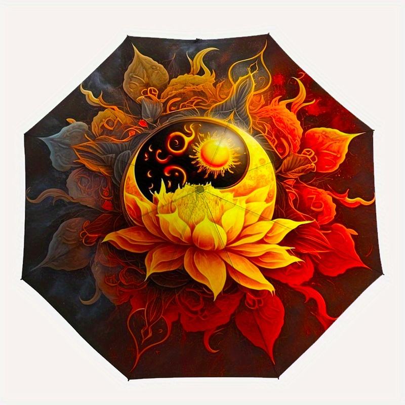 Yin-Yang Lotus Sunflower Symbol Tapestry Wall Hanging Umbrella Day Gift Y299
