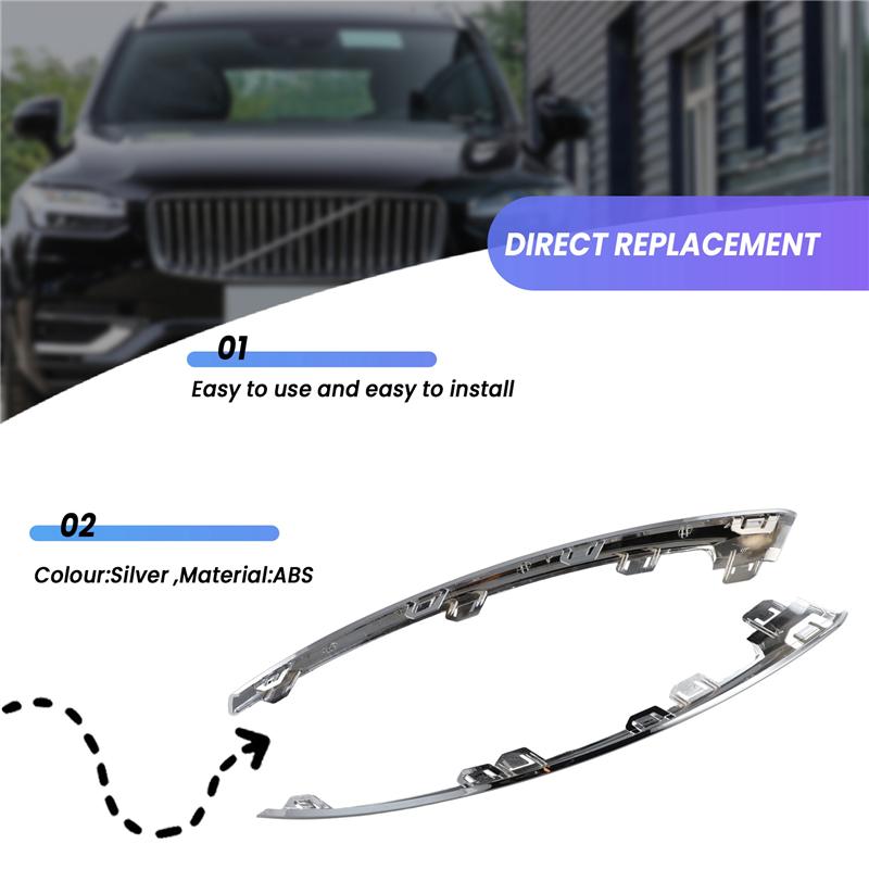 1 Para Dla Volvo XC60 MK2 2025 Samochód Przedni Zderzak Jasny Pasek Chromowany 32227905 32227906
