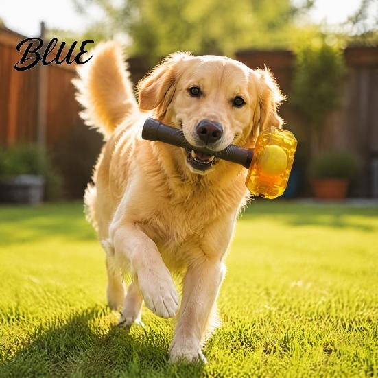 Interactive Squeaky Dog Toys Hammer Toy with Built-in Tennis Ball for Medium And Large Dogs, Sound Making Puppy Toys, Durable TPR Rubber Fetch Indoor